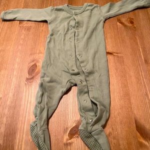 Muted sage green loved baby button-down footie. Excellent condition!